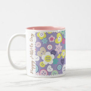 Love Sewing Buttons Purple Two-Tone Coffee Mug