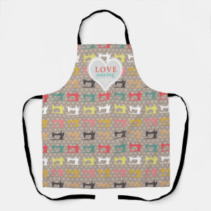 Love Sewing Machine Brown Apron