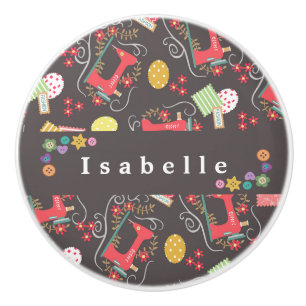 Love Sewing Machine Brown Ceramic Knob