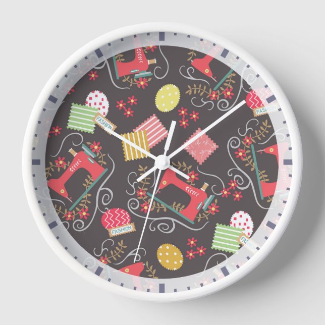 Love Sewing Machine Brown Clock (Front)