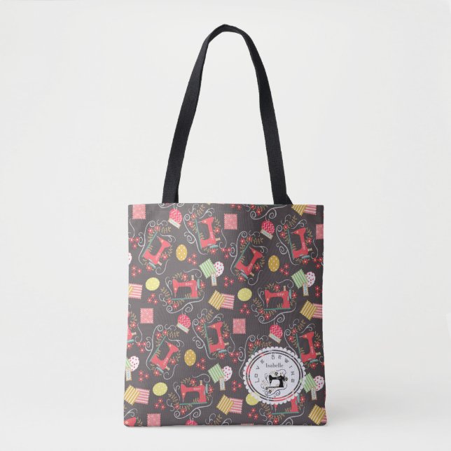 Love Sewing Machine Brown Tote Bag (Front)