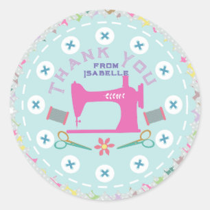 Love Sewing Machine  Classic Round Sticker
