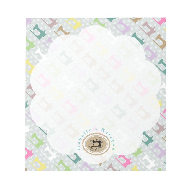 Love Sewing Machine Grey Notepad (Front)
