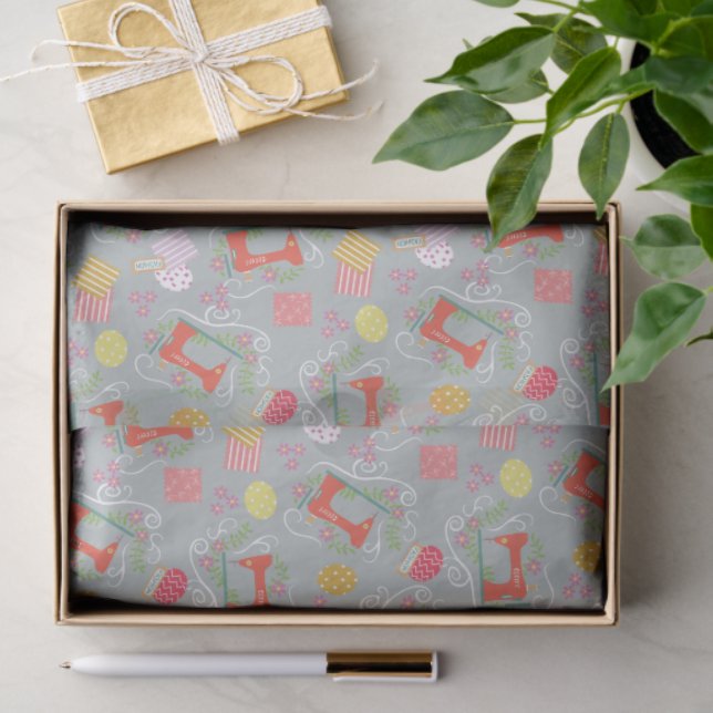Love Sewing Machine Grey Tissue Paper (Gift)