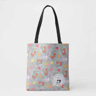 Love Sewing Machine Grey Tote Bag