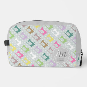Love Sewing Machine Monogram Grey Dopp Kit