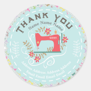 Love Sewing Machine Pastel Blue Classic Round Sticker
