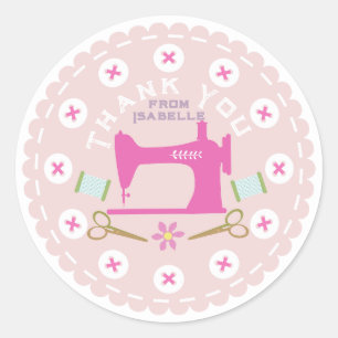 Love Sewing Machine Pastel Peach Classic Round Sticker