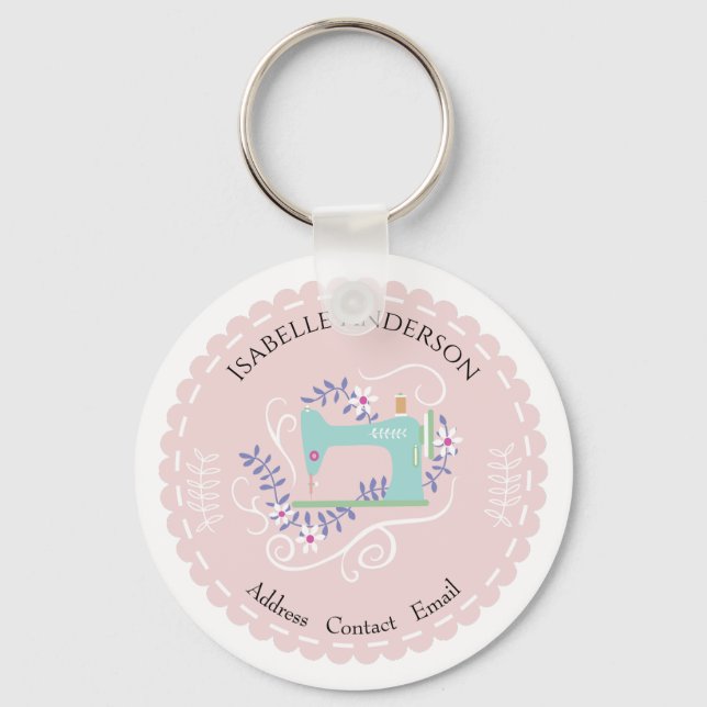 Love Sewing Machine. Peach Key Ring (Front)