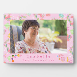 Love Sewing Machine Photo Pink Plaque