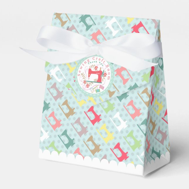 Love Sewing Machine Silhuoette Blue   Favour Box (Front Side)