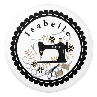 Love Sewing Machine White Black Ceramic Knob