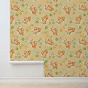 Love Sewing Machine Yellow Wallpaper
