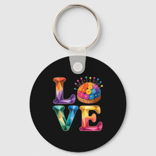 Love Sewing Quilting N Cushion Rainbow Crafter Wom Key Ring