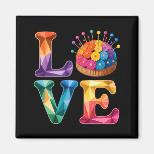 Love Sewing Quilting N Cushion Rainbow Crafter Wom Magnet