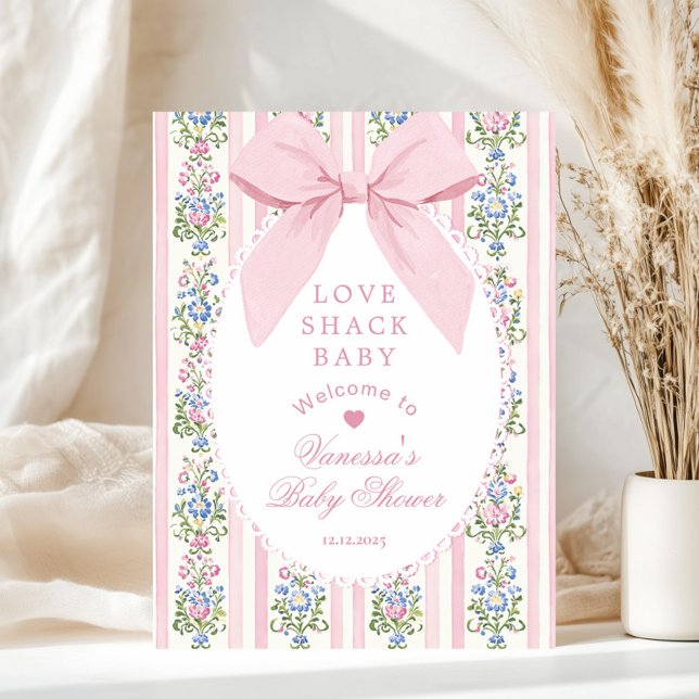 Love Shack Baby Coquette Bow Baby Shower Welcome Poster (Creator Uploaded)