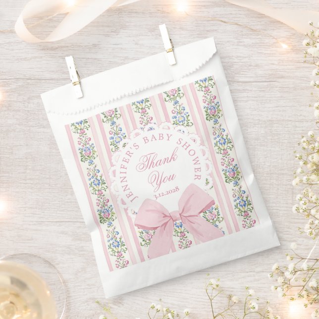 Love Shack Baby Coquette Pink Bow Thank you Favour Bags (Clipped)