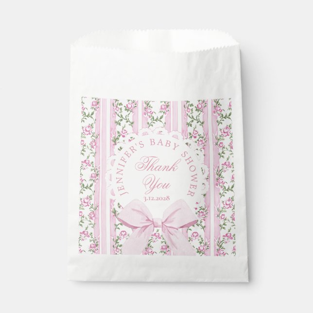Love Shack Baby Coquette Pink Bow Thank you Favour Bags (Front)