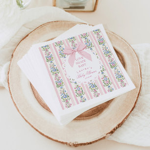 Love Shack Baby Pink Bow Rose Baby Shower Napkin