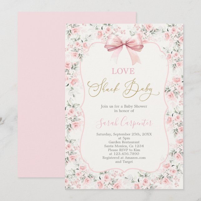 Love Shack Baby Shower Girl Invitation (Front/Back)