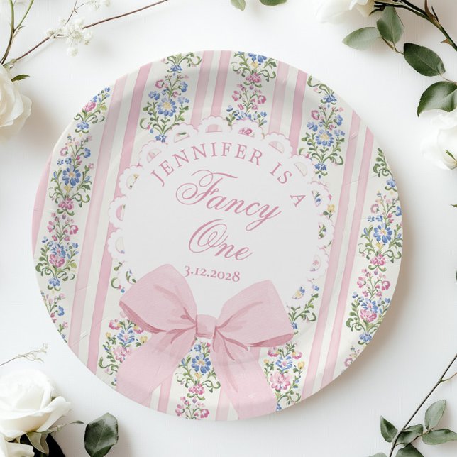Love Shack Fancy One Coquette Bow 1st Birthday Paper Plate (Creator Uploaded)