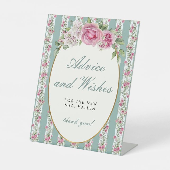 Love Shack Fiance Advice Wishes Bridal Shower Pedestal Sign (Front)