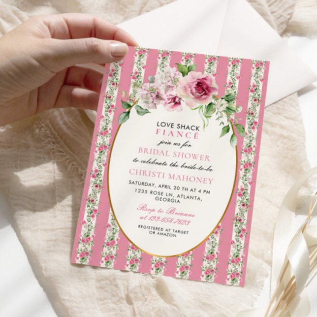Love Shack Fiance Blush Pink Garden Bridal Shower Invitation (Creator Uploaded)