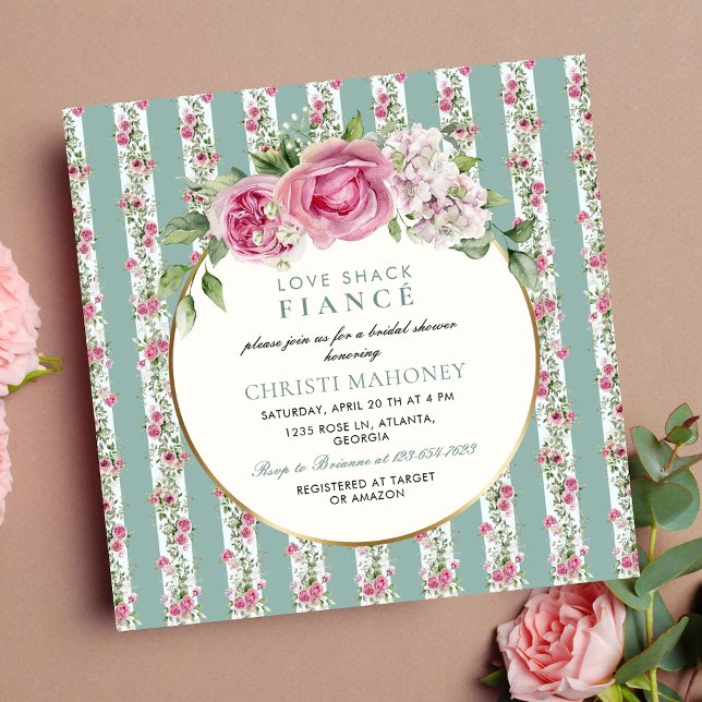 Love Shack Fiance Floral Party Bridal Shower Invitation (Creator Uploaded)