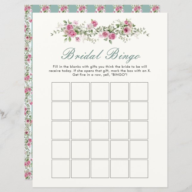 Love Shack Fiance Flowers Bridal Bingo Game (Front/Back)