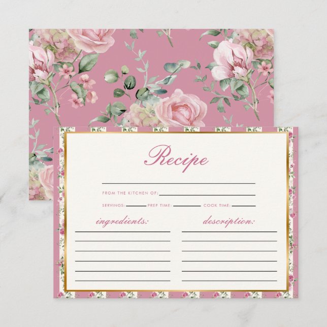 Love Shack Fiance Recipe Pink Bridal Shower Enclosure Card (Front/Back)