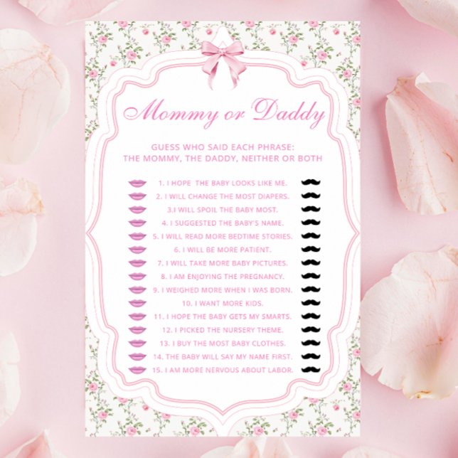 Love Shack Mummy or Daddy Baby Shower Game (Creator Uploaded)