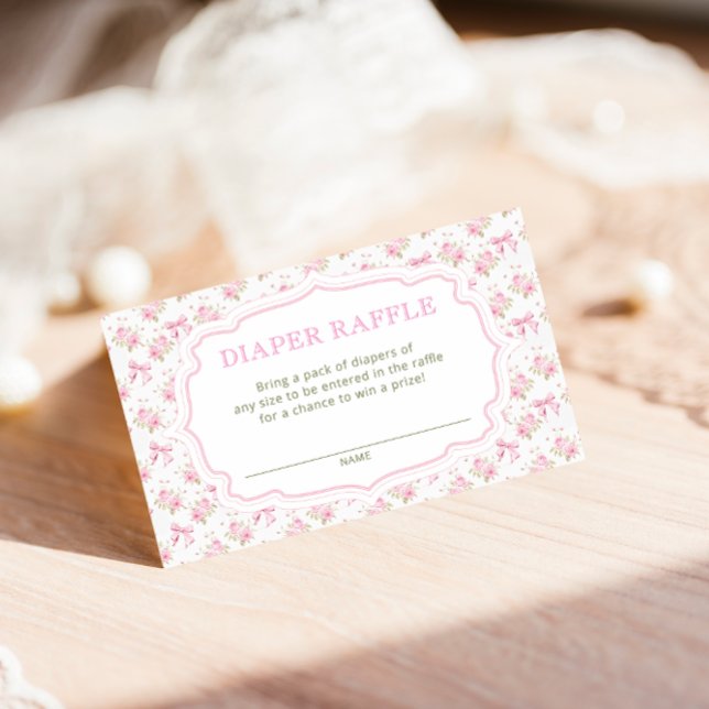 Love Shack Pink Baby Shower Diaper Raffle Tickets Enclosure Card (Creator Uploaded)