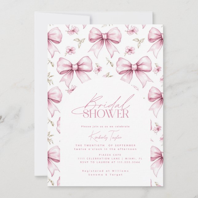 Love Shack Pink Bow Coquette Bridal Shower  Invitation (Front)