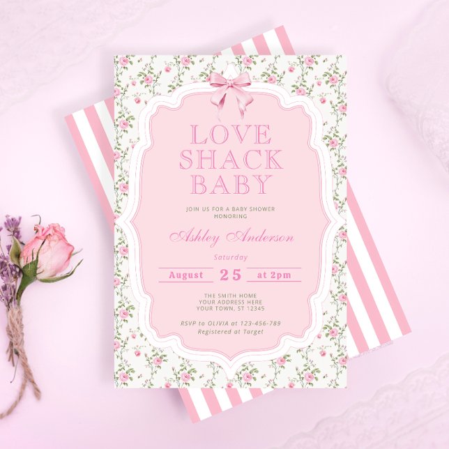 Love Shack Rose Floral Elegant Baby Shower Invitation (Creator Uploaded)
