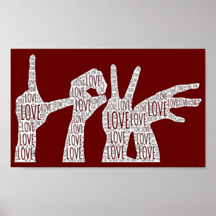 Love Shadow Hands Word Picture Poster
