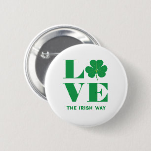 Love Shamrock Clover Irish Custom Text Green White 6 Cm Round Badge