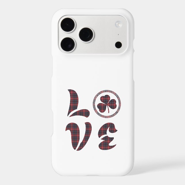 Love Shamrock Plaid Red Blue Tartan iPhone Case (Back)