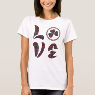 Love Shamrock Plaid Tartan Pattern T-Shirt