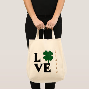 Love Shamrock St Patricks Day Design Tote Bag