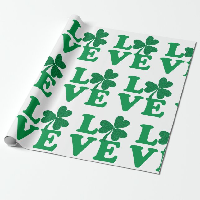 Love Shamrocks Wrapping Paper (Unrolled)