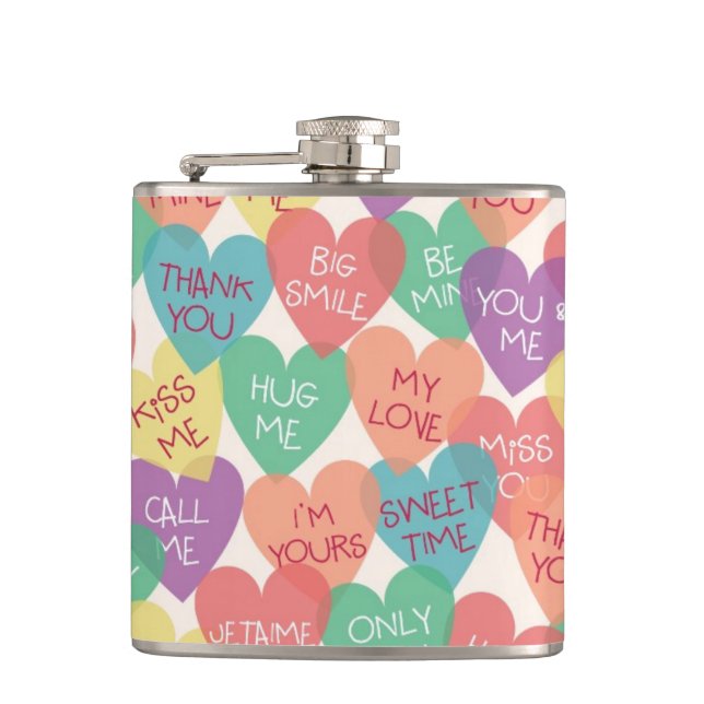Love Shape Background Hip Flask (Front)