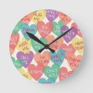 Love Shape Background Round Clock