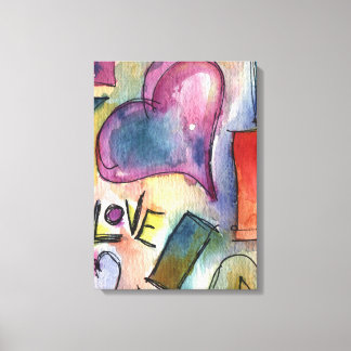 Love Shapes Watercolor painting on Canvas