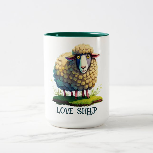 Love Sheep Two-Tone Coffee Mug (Center)
