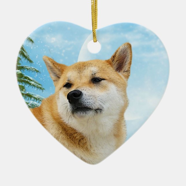 Love Shiba Inu Christmas Ornament (Front)
