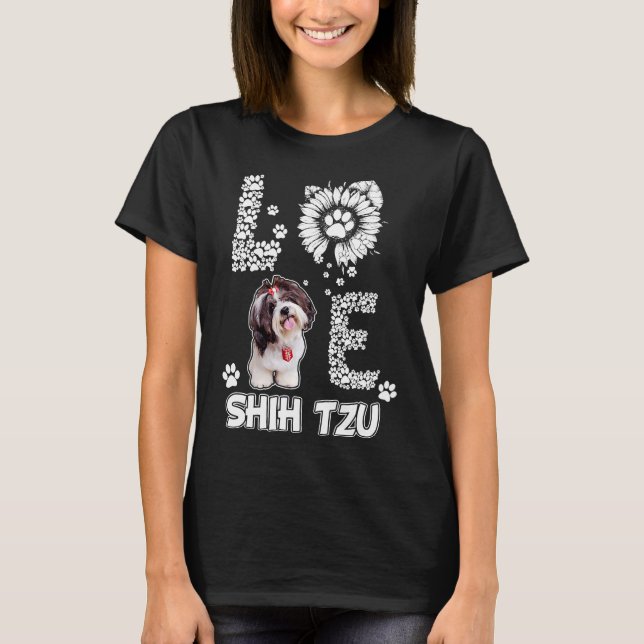 Love  Shih Tzu Dog Paw Sunflower  Costume T-Shirt (Front)