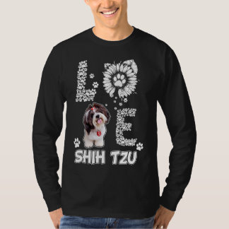 Love  Shih Tzu Dog Paw Sunflower  Costume T-Shirt