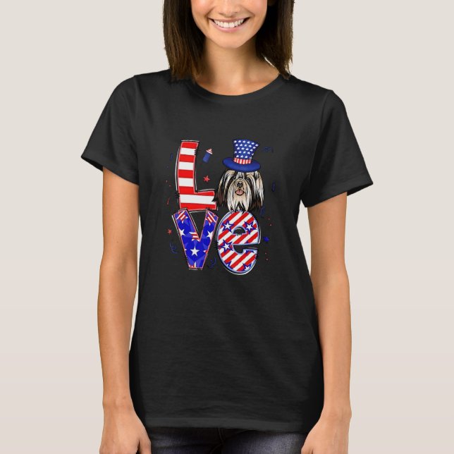 Love Shih Tzu Patriotic 4th Of July T-Shirt (Front)