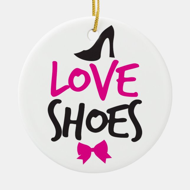 Love Shoes with cute little bow Ceramic Tree Decoration (Front)