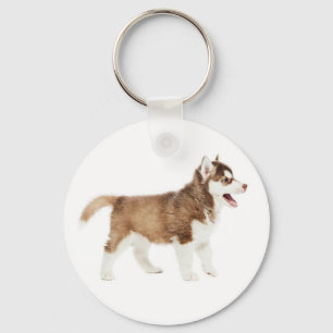 Love Siberian Husky Puppy Dog Pink Keychain